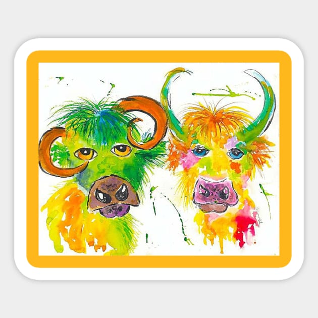 Quirky Colourful Bulls Sticker by Casimirasquirkyart